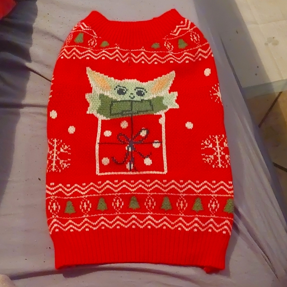 Baby Yoda Christmas Dog Sweater